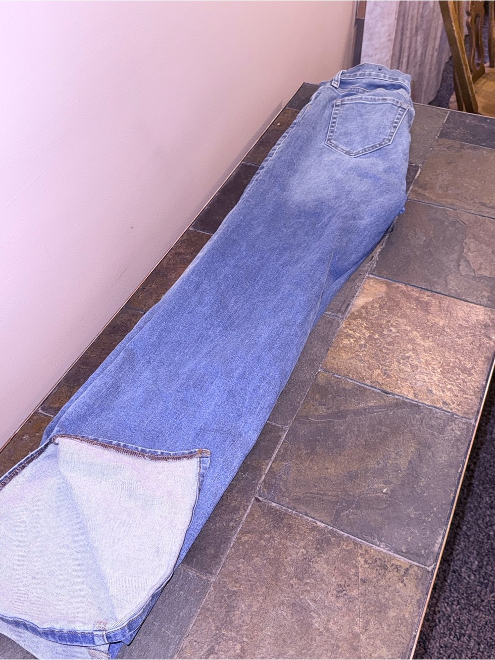 Fashion Nova Washed Blue Wide Leg Jeans